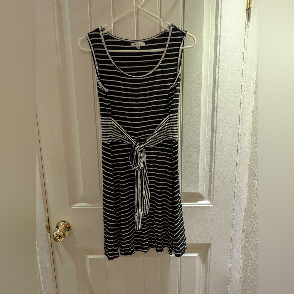 Max Studio Black and White Striped Midi Dress